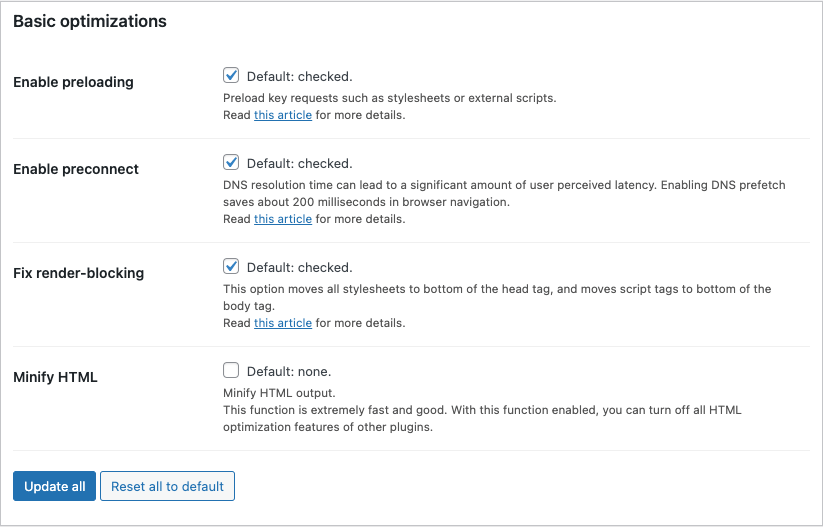 Basic optimizations